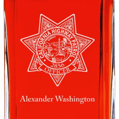 Custom Engraved Police Badges  - Personalized Whiskey Decanter Set In Wood Gift Box - California Highway Patrol Badge