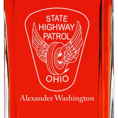 Custom Engraved - Police Badges - Personalized Whiskey Decanter In Wood Gift Box - Ohio State Highway Patrol Patch