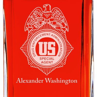 Custom Engraved - Police Badges - Personalized Whiskey Decanter In Wood Gift Box - US DEA Badge