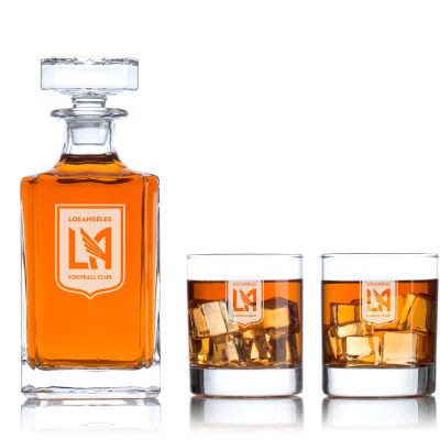Engraved Los Angeles FC - Major League Soccer - Personalized Classic Decanter Set with Old Fashioned Whiskey Glasses