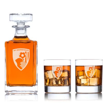 Engraved AFC Bournemouth - Premier League - Football - Personalized Classic Decanter Set with Old Fashioned Whiskey Glasses