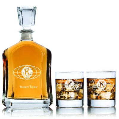 Personalized Kiwanis International - Personalized Capital Decanter Set with Whiskey Glasses