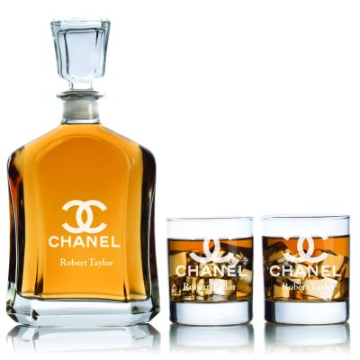 Personalized Chanel - Personalized Capital Decanter Set with Whiskey Glasses - Fashion Collection Set