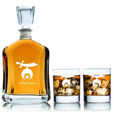 Personalized Modern Shriners Symbol - Personalized Capital Decanter Set with Whiskey Glasses