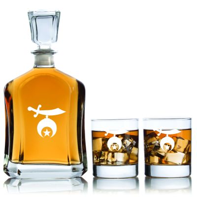 Personalized Modern Shriners Symbol - Personalized Capital Decanter Set with Whiskey Glasses
