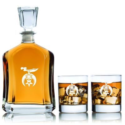 Personalized Shriners Symbol - Personalized Capital Decanter Set with Whiskey Glasses