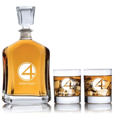 Fantastic Four Decanter Set - Gifts For Him - Custom Personalized Man Cave Whiskey Decanter Set