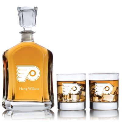 Engraved Hockey Philadelphia Flyers - Capitol Decanter Set with Rocks Glasses - 3pcs