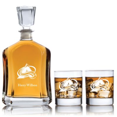 Engraved Hockey Colorado Avalanche Emblem - Capitol Decanter Set with Rocks Glasses - 3pcs