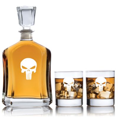 Engraved Punisher Emblem - Personalized Capitol Decanter Set with Old Fashioned Whiskey Glasses