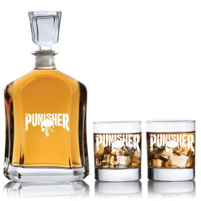 Engraved Punisher - Personalized Capitol Decanter Set with Old Fashioned Whiskey Glasses
