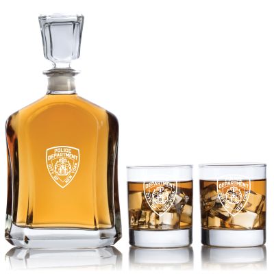 Engraved NYPD - Personalized Capitol Decanter Set with Old Fashioned Whiskey Glasses