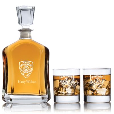 Engraved NYPD - Personalized Capitol Decanter Set with Old Fashioned Whiskey Glasses
