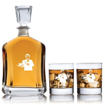 Engraved Scar Face - Personalized Capitol Decanter Set with Old Fashioned Whiskey Glasses