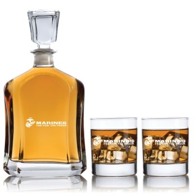 Engraved Marines The Few The Proud - Personalized Capitol Decanter Set with Old Fashioned Whiskey Glasses