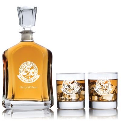Engraved Marines The Walking Dead - Personalized Capitol Decanter Set with Old Fashioned Whiskey Glasses