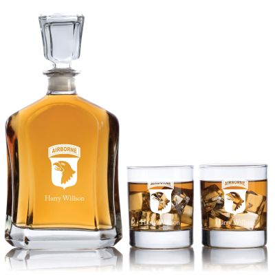 Engraved Airborne - Personalized Capitol Decanter Set with Old Fashioned Whiskey Glasses