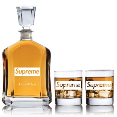 Engraved Supreme - Personalized Capitol Decanter Set with Old Fashioned Whiskey Glasses
