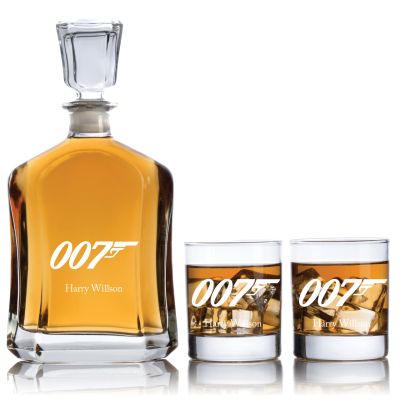 Engraved 007 - Personalized Capitol Decanter Set with Old Fashioned Whiskey Glasses