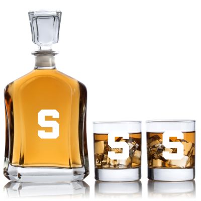 Engraved Michigan State Spartans - Personalized Capitol Decanter Set with Old Fashioned Whiskey Glasses