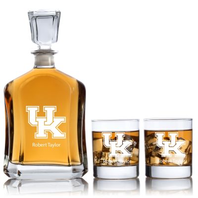 Engraved Kentucky Wildcats - Personalized Capitol Decanter Set with Old Fashioned Whiskey Glasses