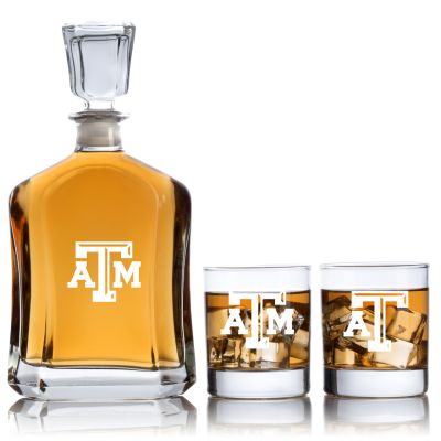 Engraved Texas A&M - Personalized Capitol Decanter Set with Old Fashioned Whiskey Glasses