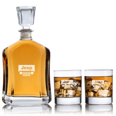 Engraved Jeep - Personalized Capital Decanter Set with Whiskey Glasses