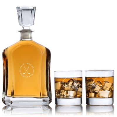 Custom Engraved Golf League Championship - Personalized Capital Decanter Set with Whiskey Glasses