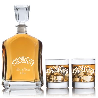 Engraved BKLYN - Personalized Capitol Decanter Set with Old Fashioned Whiskey Glasses - Basketball Fanatic Gift Ideas - Custom Personalized Whiskey Decanter Set - Man Cave Gifts - Gifts For Him
