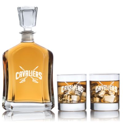 Engraved Cavaliers - Personalized Capitol Decanter Set with Old Fashioned Whiskey Glasses - Basketball Fanatic Gift Ideas - Custom Personalized Whiskey Decanter Set - Man Cave Gifts - Gifts For Him