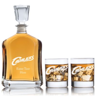 Engraved Cavaliers - Personalized Capitol Decanter Set with Old Fashioned Whiskey Glasses - Basketball Fanatic Gift Ideas - Custom Personalized Whiskey Decanter Set - Man Cave Gifts