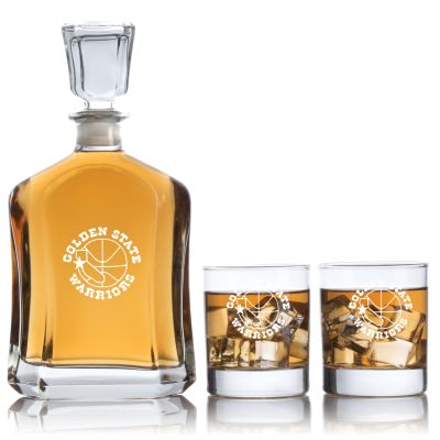 Engraved Golden State Warriors California - Personalized Capitol Decanter Set with Old Fashioned Whiskey Glasses - Basketball Fanatic Gift Ideas - Custom Personalized Whiskey Decanter Set - Man Cave Gifts - Gifts For Him