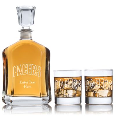 Engraved Pacers - Personalized Capitol Decanter Set with Old Fashioned Whiskey Glasses - Basketball Fanatic Gift Ideas - Custom Personalized Whiskey Decanter Set - Man Cave Gifts - Gifts For Him