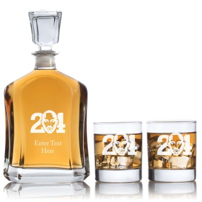 Engraved Kobe 24 - Personalized Capitol Decanter Set with Old Fashioned Whiskey Glasses - Basketball Fanatic Gift Ideas - Custom Personalized Whiskey Decanter Set - Man Cave Gifts - Gifts For Him