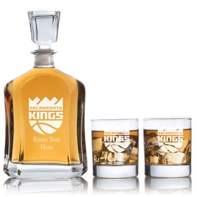 Engraved Sacramento Kings - Personalized Capitol Decanter Set with Old Fashioned Whiskey Glasses - Basketball Fanatic Gift Ideas - Custom Personalized Whiskey Decanter Set - Man Cave Gifts - Gifts For Him