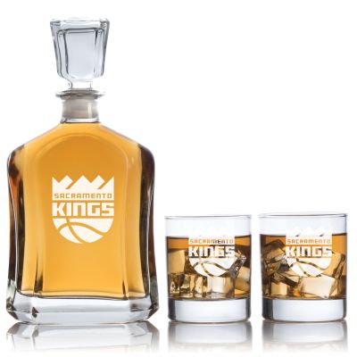 Engraved Sacramento Kings - Personalized Capitol Decanter Set with Old Fashioned Whiskey Glasses - Basketball Fanatic Gift Ideas - Custom Personalized Whiskey Decanter Set - Man Cave Gifts - Gifts For Him