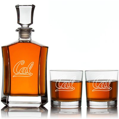 Personalized California Golden Bears University Decanter Set - Football Fanatic Gift Ideas - Crown Personalized Whiskey Decanter
