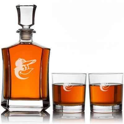 Personalized Engraved Baltimore Orioles - Major League Baseball - Custom Crown Decanter Set - Baseball Fanatic Gift Ideas