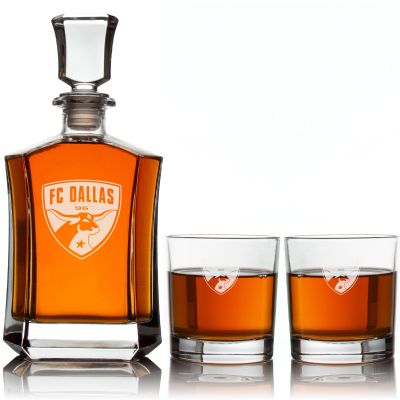 Personalized Engraved FC Dallas - Major League Soccer - Custom Crown Decanter Set - Soccer Fanatic Gift Ideas