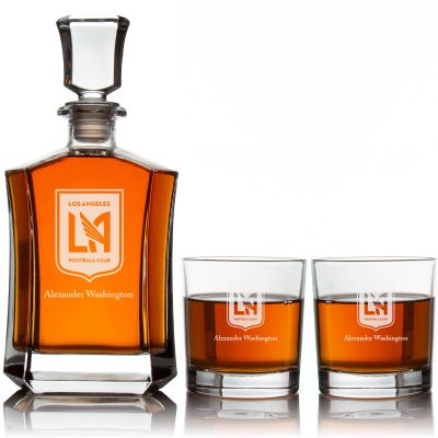 Personalized Engraved Los Angeles FC - Major League Soccer - Custom Crown Decanter Set - Soccer Fanatic Gift Ideas