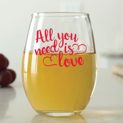 All You Need Is Love - 9 oz. ARC Perfection Stemless Wine Glasses