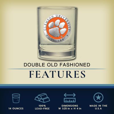 Clemson University Tigers Double Old Fashioned Glass