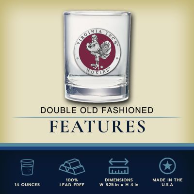Virginia Tech Hokies  - Double Old Fashioned Glass