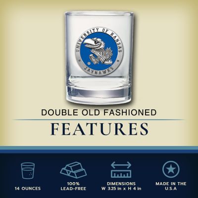 University of Kansas Jayhawks - Double Old Fashioned Glass