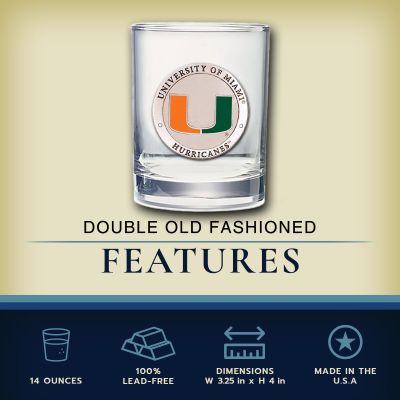 Miami Hurricanes - Double Old Fashioned Glass