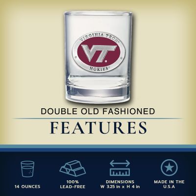 Virginia Tech VT Logo  - Double Old Fashioned Glass