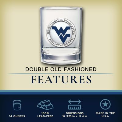 West Virginia University Mountaineers  - Double Old Fashioned Glass