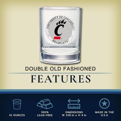 Cincinnati Bearcats Double Old Fashioned Glass