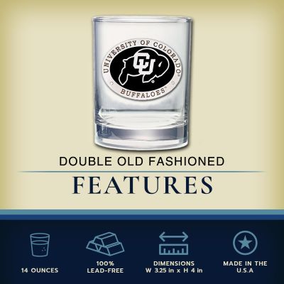Colorado Buffaloes Double Old Fashioned Glass