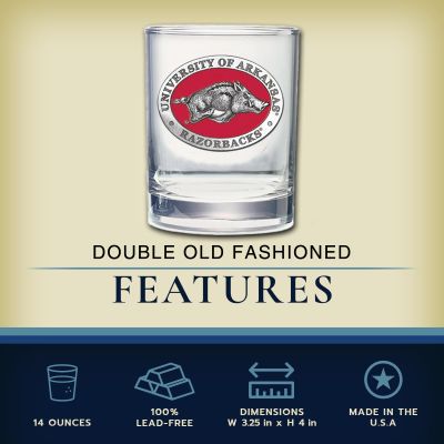 Arkansas Razorbacks Double Old Fashioned Glass